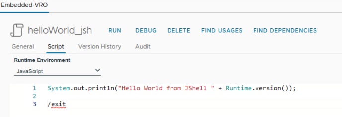 jshell code in vcf automation