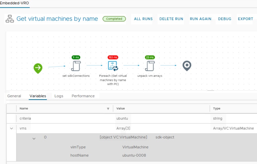 vcf automation execute workflow from action - workflow perspective