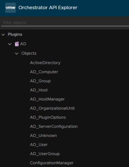 vcf automation orchestrator api explorer with the sdk type object
