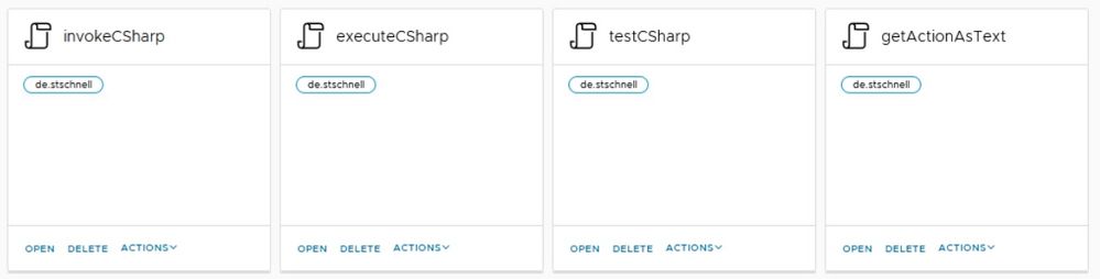 vcf automation actions required for csharp integration