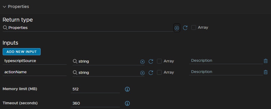 vmware aria automation properties transpile typescript to javascript