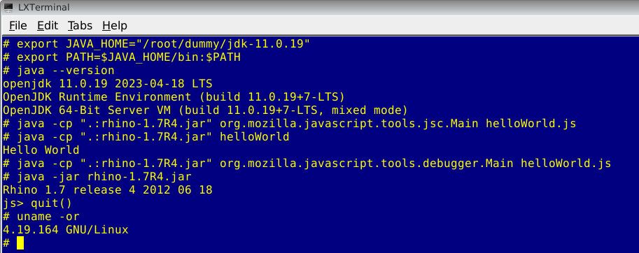 local simulation of javascript runtime environment in a virtual machine with linux