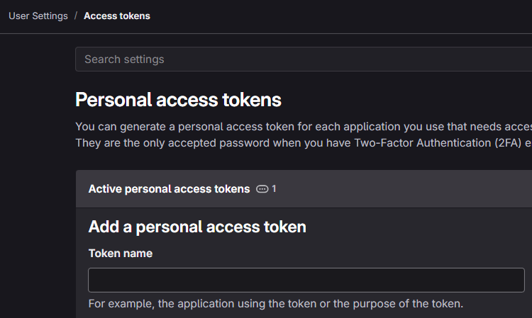 gitlab create personal access token