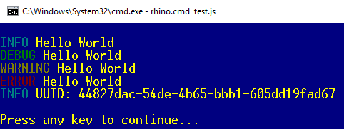 console window with output from system class methods