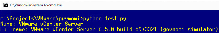 vmware vcenter simulator with pyvmomi on windows