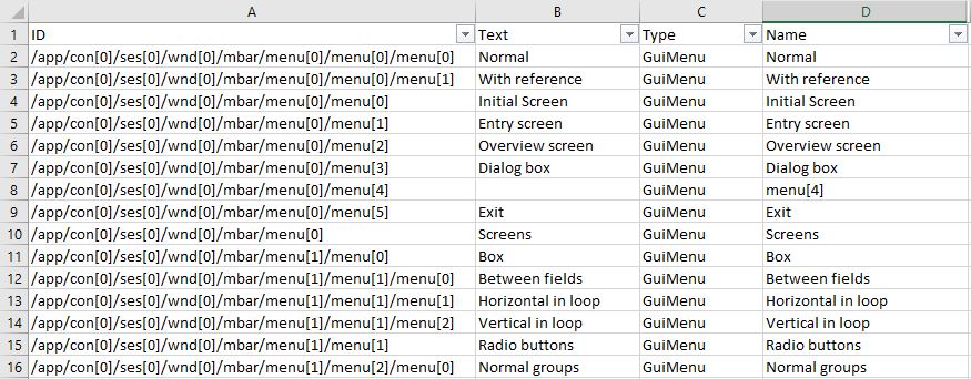 microsoft excel application with sap gui scripting information